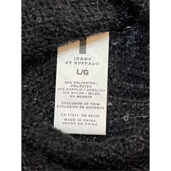 Jeans by Buffalo women’s black sequined large sweater - Picture 5 of 6